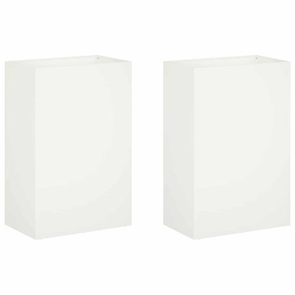Trädgårdsplanterare 2 st Vit 50 x 30 x 75 cm Kallvalsat stål