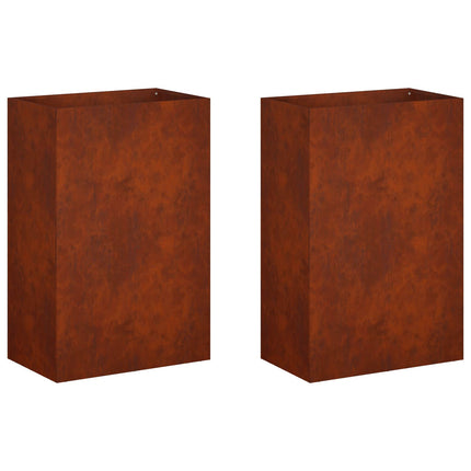 Trädgårdsplanterare 2 st Rostig 50 x 30 x 75 cm