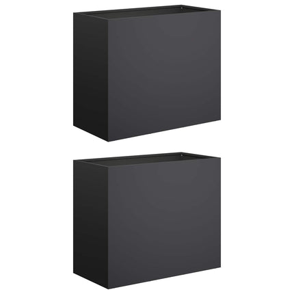 Trädgårdsplanterare 2 st Svart 60 x 30 x 50 cm Kallvalsat stål