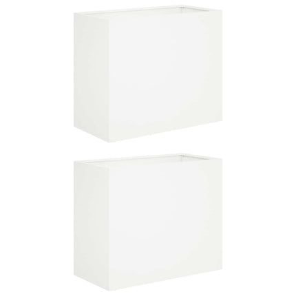 Trädgårdsplanterare 2 st Vit 60 x 30 x 50 cm Kallvalsat stål