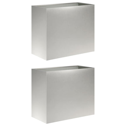 Trädgårdsplanterare 2 st Silver 60 x 30 x 50 cm Rostfritt stål