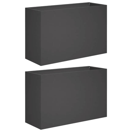 Trädgårdsplanterare 2 st Svart 80 x 30 x 40 cm Kallvalsat stål