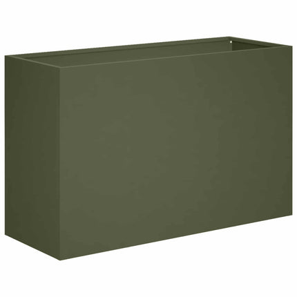Trädgårdsplanterare Olivgrön 80 x 30 x 50 cm Kallvalsat stål