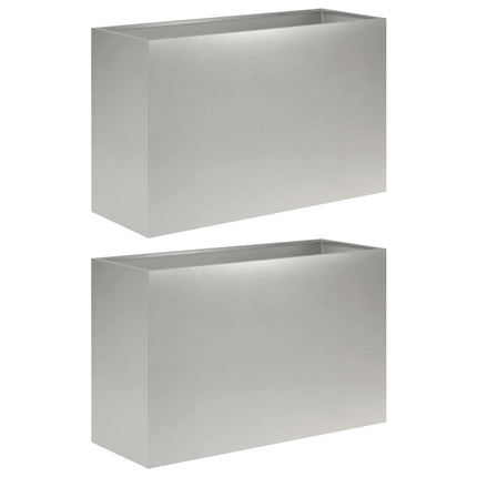 Trädgårdsplanterare 2 st Silver 80 x 30 x 50 cm Rostfritt stål