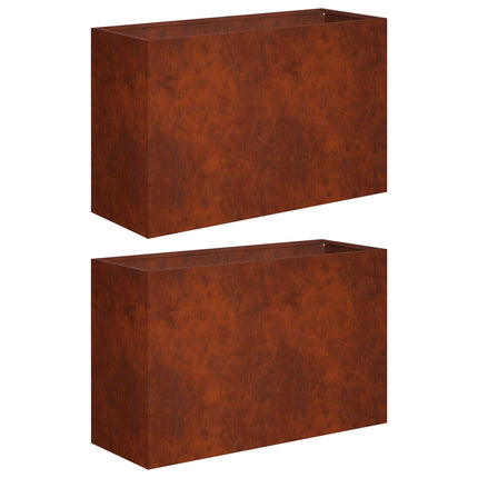 Trädgårdsplanterare 2 st Rostig 80 x 30 x 50 cm