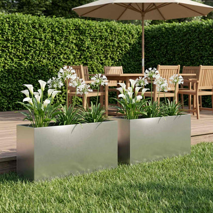 Trädgårdsplanterare 2 st Silver 100 x 30 x 40 cm Rostfritt stål