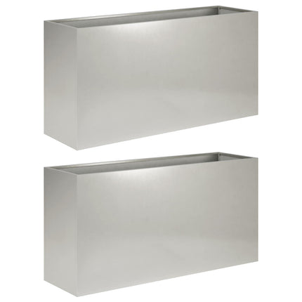 Trädgårdsplanterare 2 st Silver 100 x 30 x 40 cm Rostfritt stål