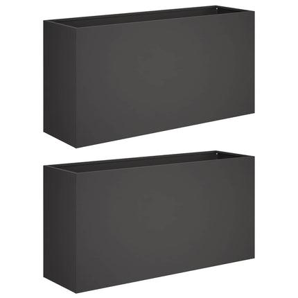Trädgårdsplanterare 2 st Svart 100 x 30 x 50 cm Kallvalsat stål