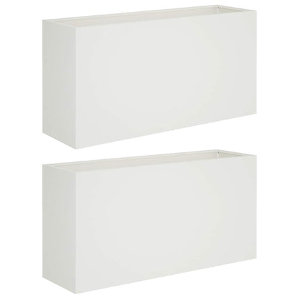 Trädgårdsplanterare 2 st Vit 100 x 30 x 50 cm Kallvalsat stål