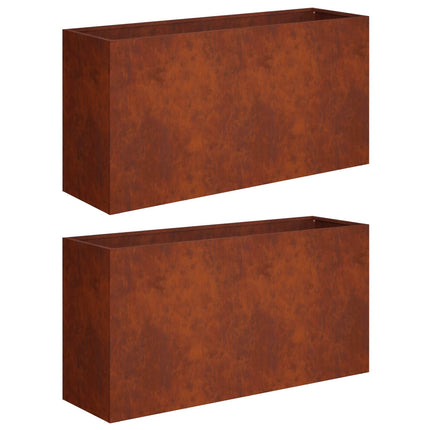 Trädgårdsplanterare 2 st Rostig 100 x 30 x 50 cm