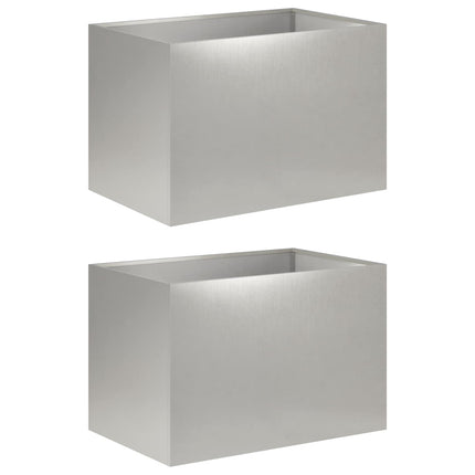 Trädgårdsplanterare 2 st Silver 50 x 40 x 40 cm Rostfritt stål