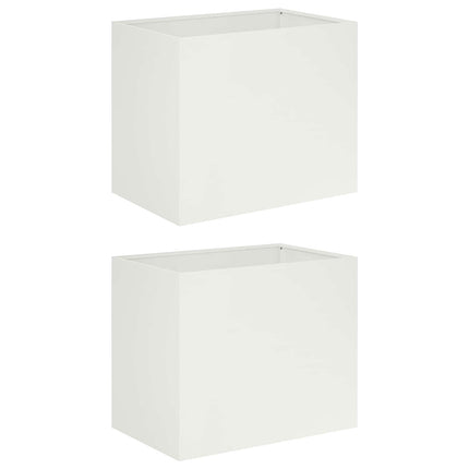 Trädgårdsplanterare 2 st Vit 50 x 40 x 50 cm Kallvalsat stål