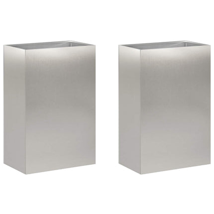 Trädgårdsplanterare 2 st Silver 50 x 40 x 75 cm Rostfritt stål