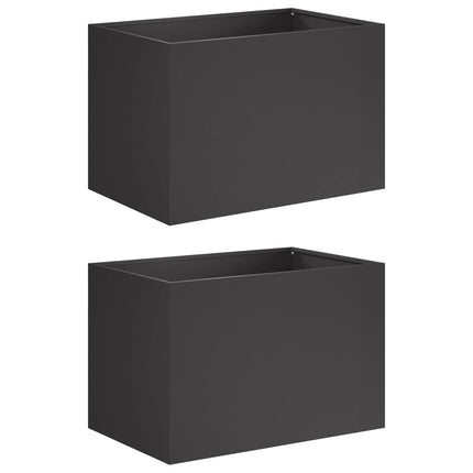 Trädgårdsplanterare 2 st Svart 60 x 40 x 40 cm Kallvalsat stål