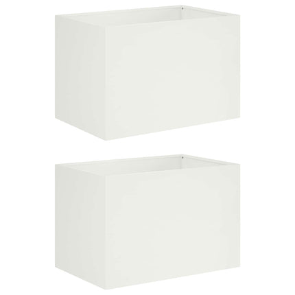 Trädgårdsplanterare 2 st Vit 60 x 40 x 40 cm Kallvalsat stål