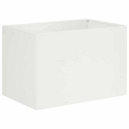 Trädgårdsplanterare 2 st Vit 60 x 40 x 40 cm Kallvalsat stål