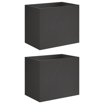 Trädgårdsplanterare 2 st Svart 60 x 40 x 50 cm Kallvalsat stål