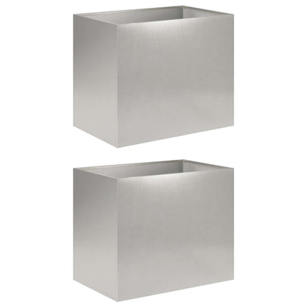 Trädgårdsplanterare 2 st Silver 60 x 40 x 50 cm Rostfritt stål