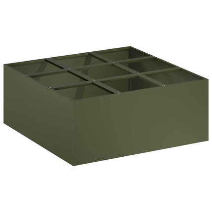 Trädgårdsplanterare Olivgrön 100 x 100 x 40 cm Kallvalsat stål