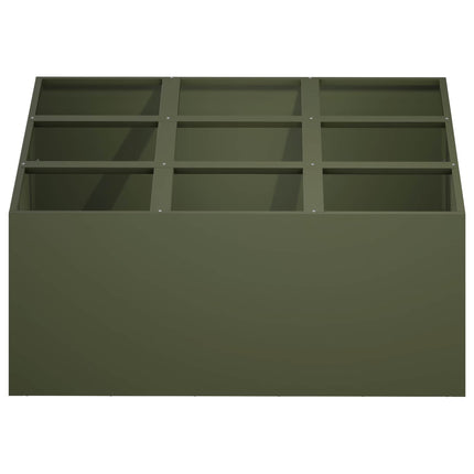 Trädgårdsplanterare Olivgrön 100 x 100 x 40 cm Kallvalsat stål