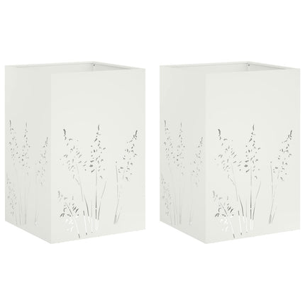Trädgårdsplanterare 2 st Vit 50 x 50 x 75 cm Kallvalsat stål