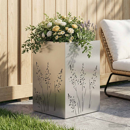 Trädgårdsplanterare Silver 50 x 50 x 75 cm Rostfritt stål