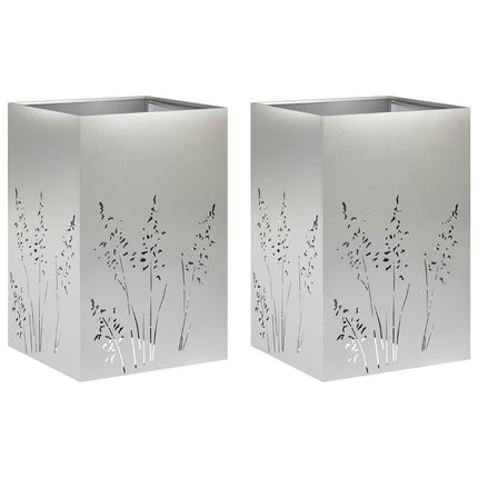 Trädgårdsplanterare 2 st Silver 50 x 50 x 75 cm Rostfritt stål