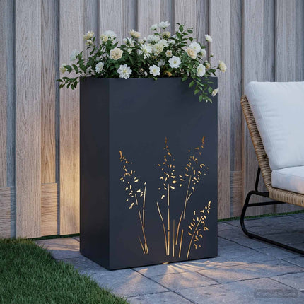 Trädgårdsplanterare Svart 50 x 30 x 75 cm Kallvalsat stål