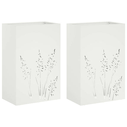 Trädgårdsplanterare 2 st Vit 50 x 30 x 75 cm Kallvalsat stål