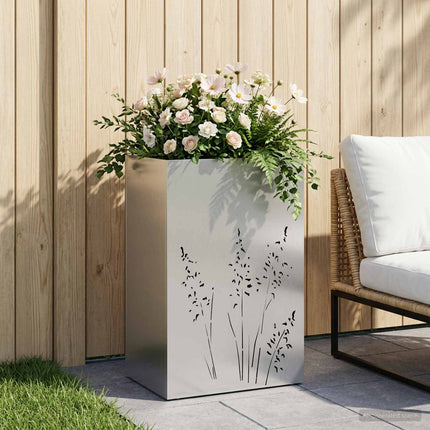 Trädgårdsplanterare Silver 50 x 30 x 75 cm Rostfritt stål