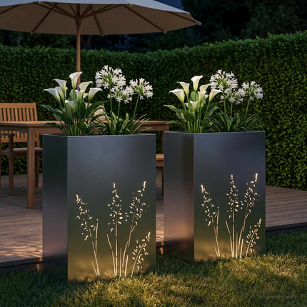 Trädgårdsplanterare 2 st Silver 50 x 30 x 75 cm Rostfritt stål