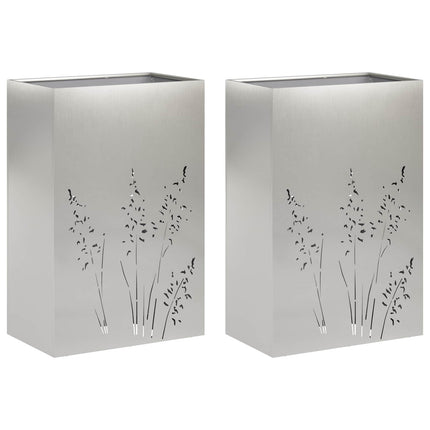 Trädgårdsplanterare 2 st Silver 50 x 30 x 75 cm Rostfritt stål