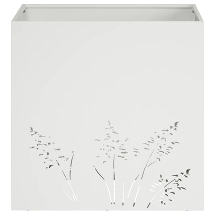 Trädgårdsplanterare Vit 50 x 50 x 49 cm Kallvalsat stål