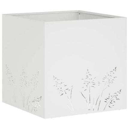 Trädgårdsplanterare 2 st Vit 50 x 50 x 49 cm Kallvalsat stål