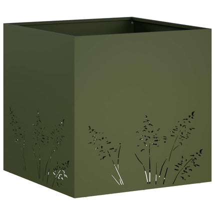 Trädgårdsplanterare Olivgrön 50 x 50 x 49 cm Kallvalsat stål