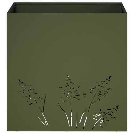 Trädgårdsplanterare Olivgrön 50 x 50 x 49 cm Kallvalsat stål