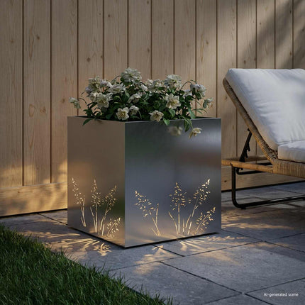 Trädgårdsplanterare Silver 50 x 50 x 49 cm Rostfritt stål