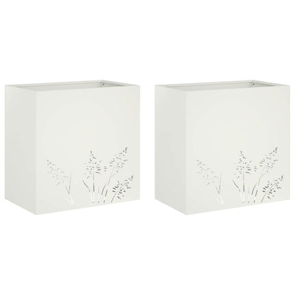 Trädgårdsplanterare 2 st Vit 50 x 30 x 49 cm Kallvalsat stål
