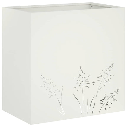 Trädgårdsplanterare 2 st Vit 50 x 30 x 49 cm Kallvalsat stål