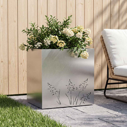 Trädgårdsplanterare Silver 50 x 30 x 49 cm Rostfritt stål