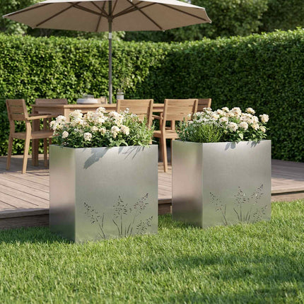 Trädgårdsplanterare 2 st Silver 50 x 30 x 49 cm Rostfritt stål