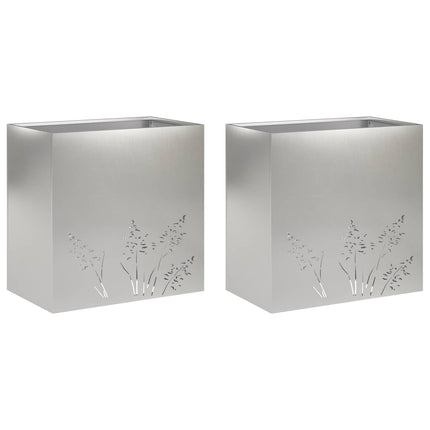 Trädgårdsplanterare 2 st Silver 50 x 30 x 49 cm Rostfritt stål