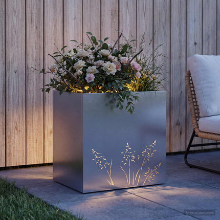 Trädgårdsplanterare Silver 50 x 30 x 49 cm Galvaniserat stål