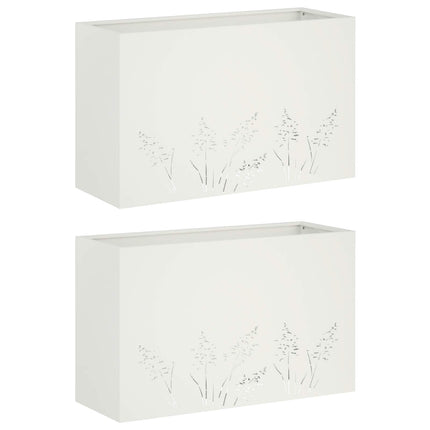 Trädgårdsplanterare 2 st Vit 80 x 20 x 49 cm Kallvalsat stål
