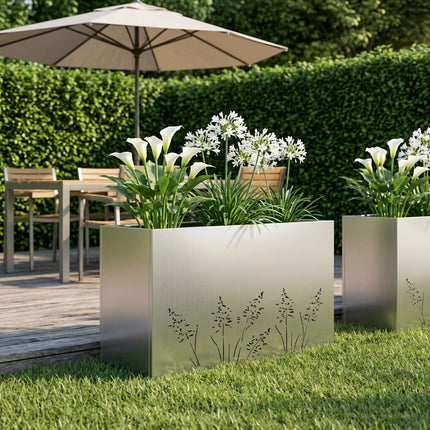 Trädgårdsplanterare Silver 80 x 20 x 49 cm Rostfritt stål