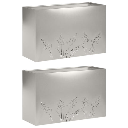 Trädgårdsplanterare 2 st Silver 80 x 20 x 49 cm Rostfritt stål