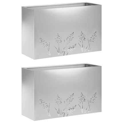 Trädgårdsplanterare 2 st Silver 80 x 20 x 49 cm