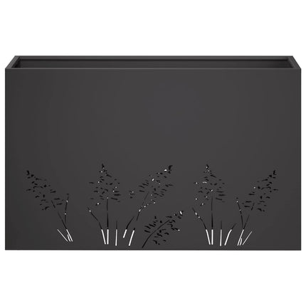 Trädgårdsplanterare 2 st Svart 80 x 30 x 49 cm Kallvalsat stål