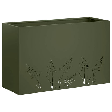Trädgårdsplanterare Olivgrön 80 x 30 x 49 cm Kallvalsat stål