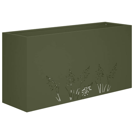 Trädgårdsplanterare Olivgrön 100 x 20 x 49 cm Kallvalsat stål